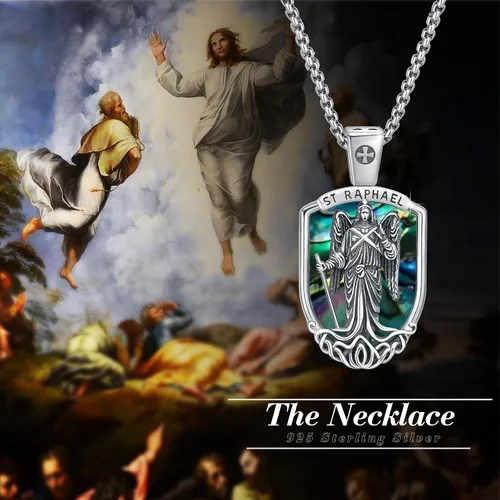 Miniatura 559 de Collar con colgante de plata de ley 925 con medalla de San Patrón, joyería religiosa para hombres y mujeres, con cadena de acero inoxidable 316L