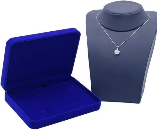 Miniatura 2 de Conjuntos de joyas de boda Caja de terciopelo Collar Pendiente Anillo Display Case Soporte de almacenamiento (azul)