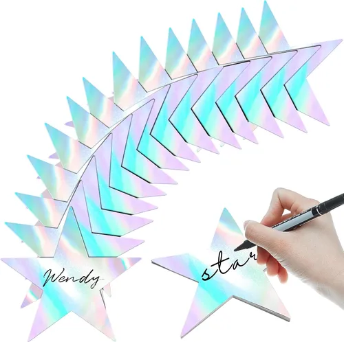 Miniatura 9 de Leinuosen 80 Piezas de Recortes de Estrellas de Purpurina, Estrellas de Cartón de Papel Impresas Dobles, Decoraciones para Tablón de Anuncios, Pared