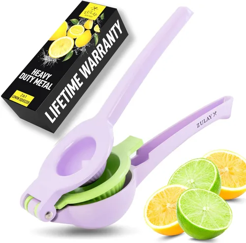 Miniatura 12 de Zulay Kitchen Exprimidor de limón 2 en 1 de metal, exprimidor de mano de extracción máxima resistente, exprimidor de limón que obtiene hasta
