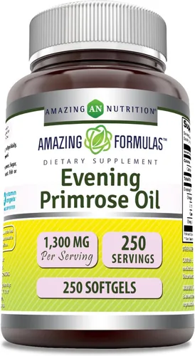 Miniatura 3 de Amazing Formulas Aceite de onagra de 1300 mg, 10% GLA, suplemento de cápsulas blandas Aceite prensado en frío sin hexano Sin OMG Sin gluten