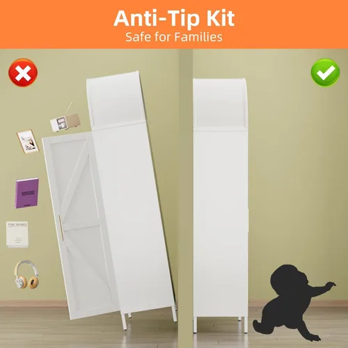 Miniatura 5 de Armario de despensa arqueado de metal blanco de 72.8 pulgadas para almacenamiento de cocina, armario alto de 2 puertas con 6 estantes ajustables