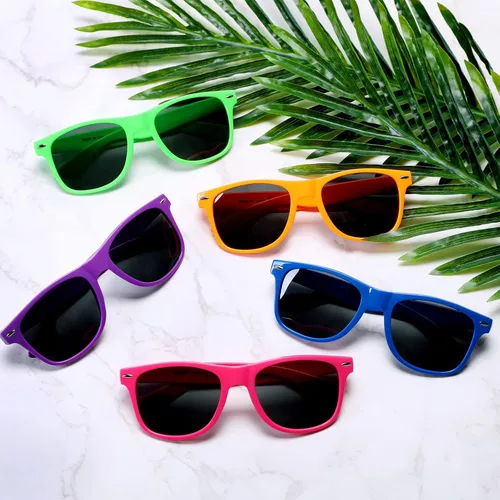 Miniatura 8 de Paquete de 48 lentes de sol de neón de 12 colores, recuerdos de fiesta, estilo retro de los años 80, juego perfecto de gafas de sol coloridas