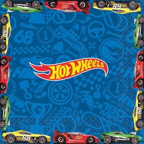 Servilletas multicolor Hot Wheels Wild Racer (6.5 x 6.5 pulgadas), paquete de 16, calidad premium y diseño llamativo, perfectas para fiestas