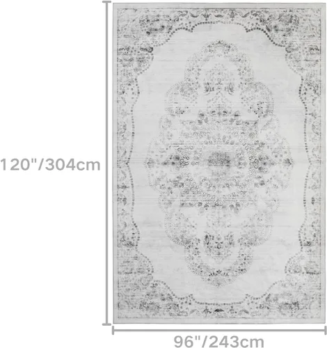 Miniatura 455 de Syalife 4x6 Alfombra Lavable para Área, Ultra Suave Antideslizante, Pila Baja, Alfombra Vintage Resistente a Manchas para Sala de Estar, Alfombra
