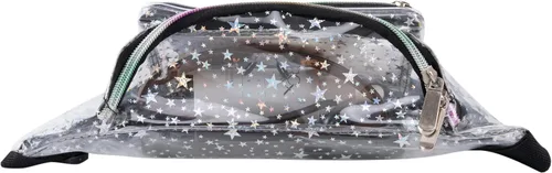 Miniatura 4 de Cangurera holográfica de los años 80 y 90S con diseño de estrellas rave y grava transparente neón para mujeres, gran cangurera