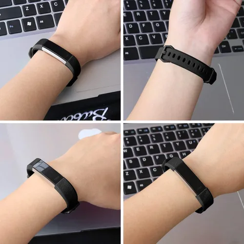 Miniatura 3 de Tobfit Pack 2 Sport Bands Compatible with Fitbit Alta Bands/Alta HR/Ace, Soft TPU Replacement Wristbands with Metal Secure Buckle for Women Men