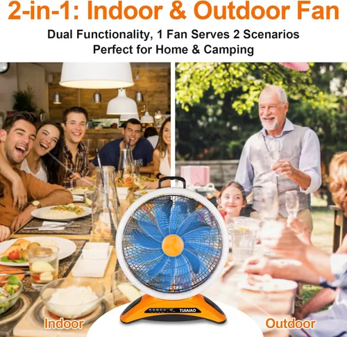 Miniatura 6 de Ventilador de campamento con batería de 45000 mAh con LED, aspas grandes de 12 pulgadas, ventilador portátil recargable de alta velocidad
