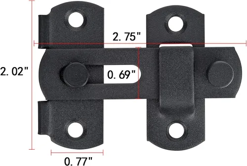 Miniatura 2 de INIRET 6 Paquetes de Pestillos para Puerta de Granero, 2.75" x 2.02" Acero Inoxidable Negro Mate, Pestillo Abatible para Puerta de Granero