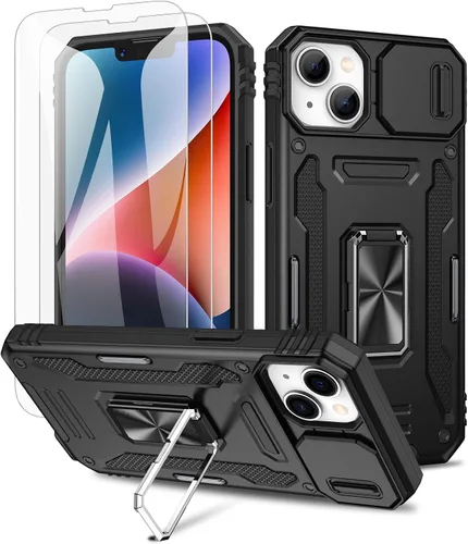 Miniatura 12 de Maxdara Funda para iPhone 14 Pro Max, con cubierta deslizante para cámara y soporte giratorio de 360° integrado y protector de pantalla de vidrio