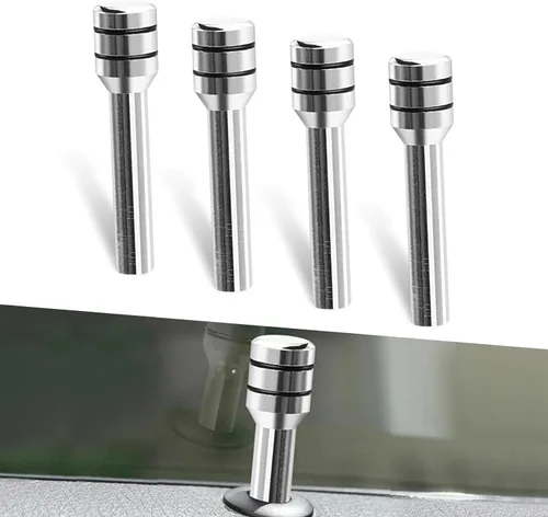 gunhunt Paquete de 4 pomos para cerradura de puerta de automóvil, pasadores de aleación de aluminio para cerradura de puerta interior, kits plateado