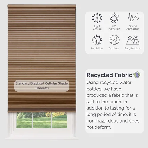 Miniatura 5 de Linen Avenue Persiana Celular Opaca Estándar Inalámbrica 18" A x 48" Al, Harvest (Llega 1/4" Más Estrecha)