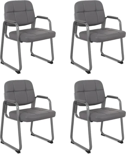 Miniatura 14 de CLATINA Silla de recepción de oficina con reposabrazos acolchado de cuero regenerado, silla ergonómica para sala de espera, vestíbulo, reunión, Negro