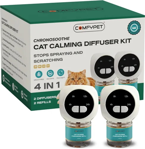Difusor calmante para gatos de 60 días, difusor de feromonas naturalmente eficaz para reducir la ansiedad, ayuda a reducir los arañazos, rociar