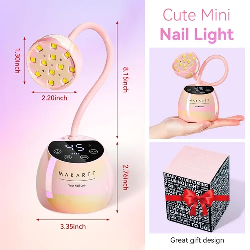 Miniatura 8 de Makartt Lámpara LED UV para Uñas - Luz UV de Cuello de Ganso para Uñas Inalámbrica Recargable USB 39W Secadora Lámpara LED con Sensor Automático 4