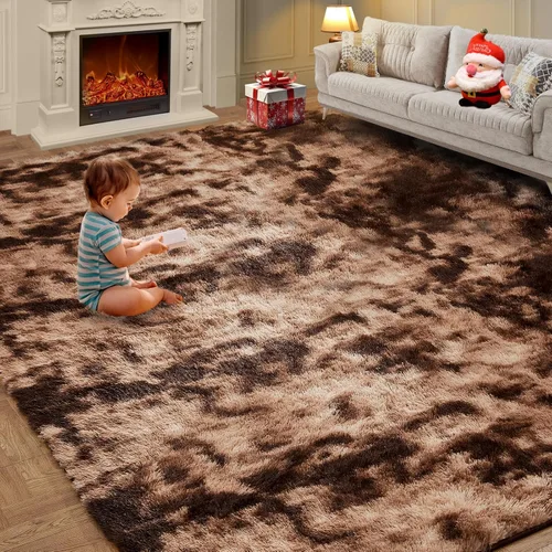 Miniatura 11 de Alfombra de área grande de 8x10 pies, alfombra shag esponjosa para dormitorio, alfombras suaves para guardería, alfombras peludas para habitación