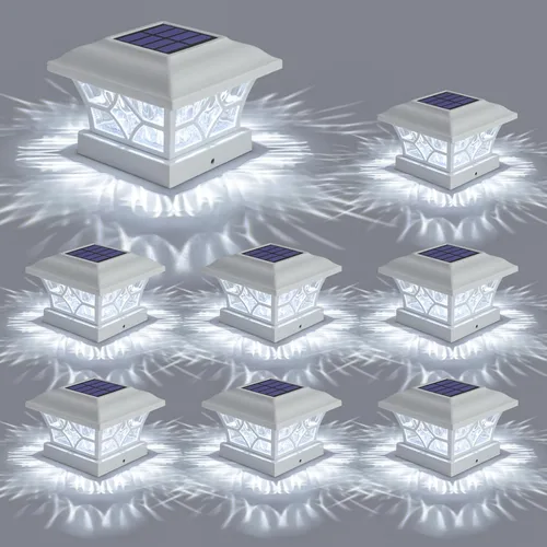 Miniatura 14 de APONUO Paquete de 8 Luces Solares para Postes con Batería de 1000mAh - para Cercas de 4x4 5x5 6x6, Tamaño Más Grande y Más Duraderas, 2 Modos, Negro