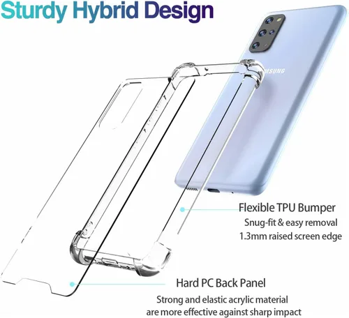 Miniatura 5 de KIOMY Funda transparente para Samsung Galaxy S20 Plus 5G Hybrid Hard PC Back con TPU suave parachoques [protección contra caídas de grado militar] a