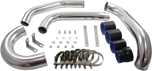 Miniatura 4 de Kit de tubos intercooler para Toyota Supra MK4 2JZ-GTE JZA80 2JZGTE Motor Twin Turbo 3.0L MKIV 1993-1998 (tubo plateado-negro)