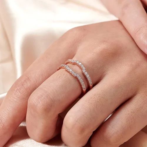 Miniatura 5 de Blongme Anillo de boda curvado de circonita cúbica para mujer, anillo de protección, anillo de compromiso, plata de ley 925, oro rosa, oro amarillo
