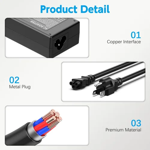 Miniatura 6 de Cargador para portátil de 65 W compatible con HP Pavilion G6 G7 DV7 DV6 DV5 DV4 G72 G71 G60 G61 G62 DM4, EliteBook 8440P 8460P 8460W, Probook 4320S