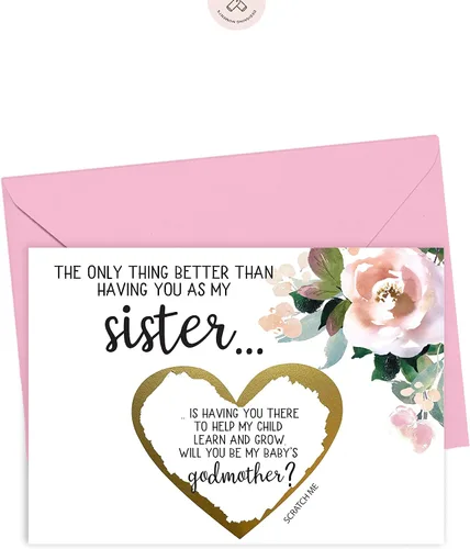 Miniatura 8 de Tarjeta para raspar con texto en inglés «Will You Be My Godmother Godfather Scratch Off», tarjeta para promoción de Tia y Tio a Padrinos de parte