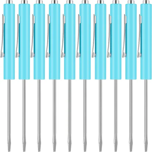 Miniatura 27 de Honoson 10 Piezas de Destornillador de Bolsillo Mini con Puntas y Clips de Bolsillo Magnéticos, Ranurados, Pequeños con Hoja de Cuchilla Única