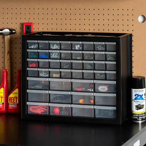 Miniatura 2 de IRIS USA Organizador de piezas pequeñas de 44 cajones, fabricado en Estados Unidos, cajones de almacenamiento para tornillos, tuercas, pernos, Negro