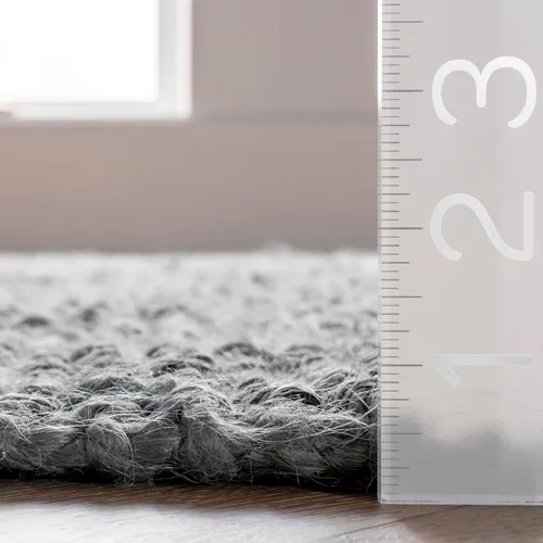 Miniatura 2 de Nuloom Daniela Grey, 6 x 9 pies, hecha a mano, yute, borla, suave y texturizada, alto tráfico, resistente a las manchas, fácil de limpiar, alfombra