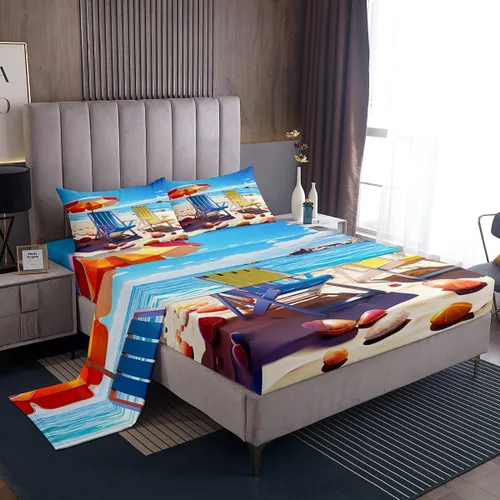 Miniatura 39 de Erosebridal Juego de sábanas de ballena náutica, tamaño individual, juego de ropa de cama vintage azul con ondas oceánicas para niños y niñas