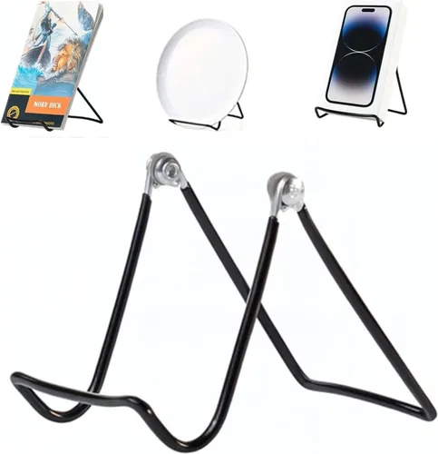 Miniatura 12 de KINGDOM SOLUTIONS Made in USA Paquete de 12 caballetes ajustables de metal negro – Soporte para libros – Soporte de placa resistente para arte