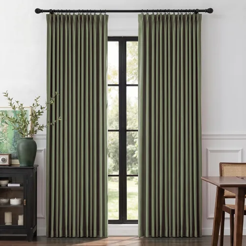 Miniatura 25 de MYSKY HOME Dusty Blue Full Black Out Pinch Pleated Curtains 63 inches Long for Bedroom Linen Textured with Blackout Liners Blue Gray Thermal