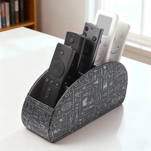 Miniatura 8 de Soporte para Control Remoto, Organizador de Escritorio Caddy para Remotos de Cuero PU con 5 Compartimentos Espaciosos para Controles Remotos de TV