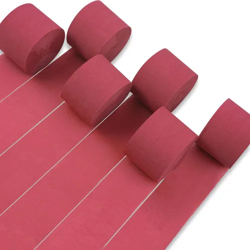 Miniatura 55 de PartyWoo Serpentinas de papel crepé rosa, 6 unidades, 492 pies, paquete de serpentinas de papel crepé claro pastel rosa intenso para cumpleaños