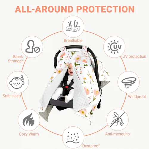 Miniatura 4 de Metplus Funda para asiento de coche 2 en 1 para bebé, toldo para asiento de coche para bebés, funda de lactancia multiuso para mamá, fundas