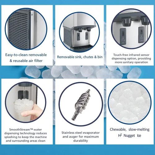 Miniatura 4 de Scotsman Fabricador de hielo en pepitas comercial, dispensador de hielo y agua con almacenamiento (HID312A-1) 260 libras por día
