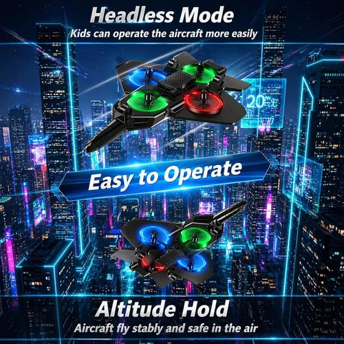 Miniatura 4 de Aviones de control remoto de espuma para niños y adultos principiantes, avión de combate RC con luz, juguete de caza de combate de 360°, rollo