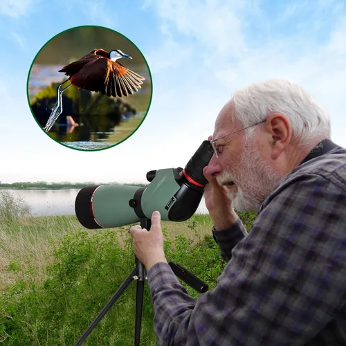 Miniatura 5 de Gosky Alcance de observación, alcance de 20-60x60 para tiro al objetivo, caza y observación de aves, BAK4 de alta definición, mira en ángulo