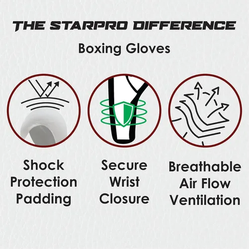 Miniatura 4 de Starpro Guantes de boxeo con soporte y protección inigualables para la muñeca, entrenamiento, muay thai, hombres y mujeres, varios colores y tamaños