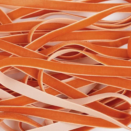Miniatura 3 de Cinta de terciopelo de terracota de 3/8 pulgadas x 25 yardas, cinta naranja quemada de una sola cara para envolver regalos, bodas, lazos