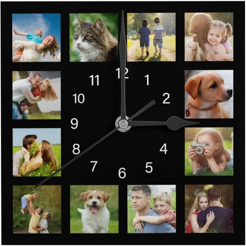 Miniatura 15 de Reloj de pared personalizado, 9.8 in redondo, texto fotográfico, electrónico silencioso, se adapta a la sala de estar, cocina, baño, decoración