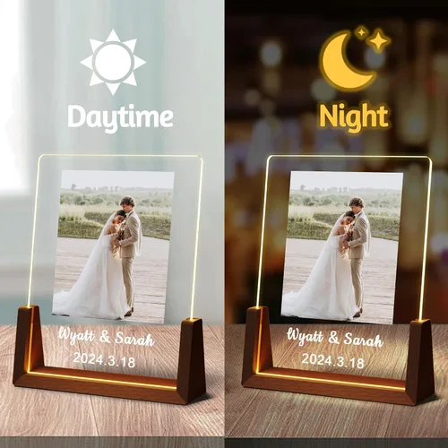 Miniatura 3 de Regalos personalizados de San Valentín para parejas, para él, su novio, novia, marco de fotos iluminado con nombre de foto, aniversario, cumpleaños