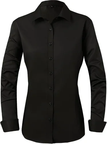 MGWDT Camisa de trabajo con botones para mujer, ajustada, resistente a las arrugas, manga larga/corta, elástica, ligera