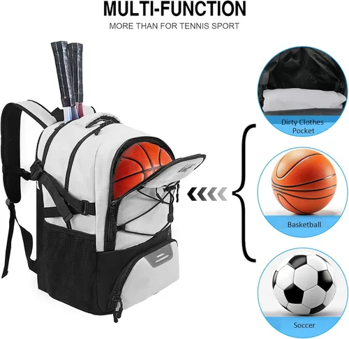 Miniatura 2 de Mochila para raqueta de tenis WOLT - Mochila grande para raqueta de tenis para hombres y mujeres - Compartimento ventilado para zapatos - Capacidad