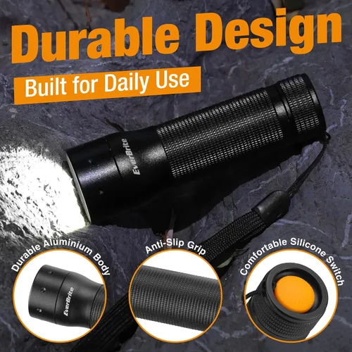 Miniatura 6 de EverBrite Mini Linterna, Luz LED con Zoom, 3 Modos, 3 Pilas AAA Incluidas, Linterna de Mano Pequeña para Camping, Emergencia, Hogar – Negro, Regalos