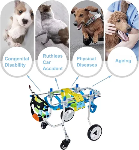 Miniatura 4 de Silla de ruedas para perros, carrito de apoyo completo para discapacitados, patas delanteras/traseras, ajustable para silla de ruedas para mascotas