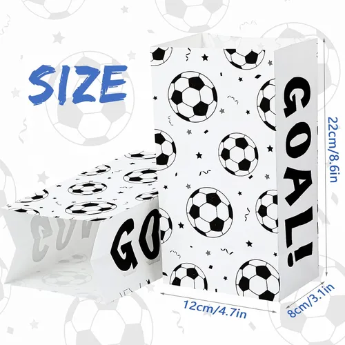 Miniatura 2 de Gersoniel Paquete de 30 bolsas de recuerdos de fiesta de fútbol, color blanco y negro, bolsas para golosinas de equipo, bolsas de golosinas