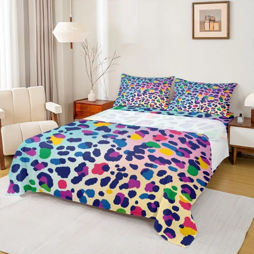Miniatura 30 de Erosebridal Juego de sábanas para niñas, color rosa, con estampado de animales, tamaño individual, para niños, adolescentes, coloridas sábanas