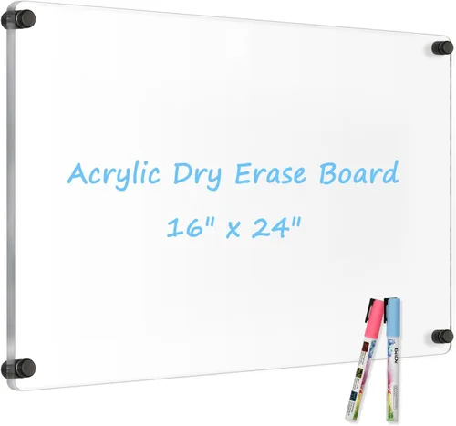 Miniatura 18 de Pizarra Blanca Acrílica para Pared, Pizarra Blanca Semanal Transparente de 12" x 12", Pizarra Blanca de Planificación Semanal Pequeña para Pared