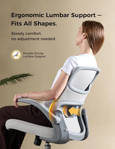 Miniatura 3 de Silla de oficina, sillas de escritorio ergonómicas de malla, cómoda silla de juegos para computadora con altura ajustable y reposabrazos abatibles